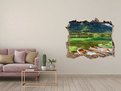 Zelfklevende 3D wandsticker illusie Baai met boten