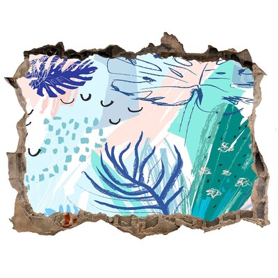 Zelfklevende muursticker 3D gat Tropisch paradijs achter de muur