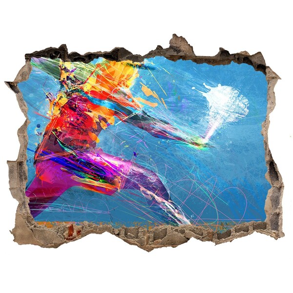 Wandsticker 3D gat met uitzicht Onderdompeling in kleuren