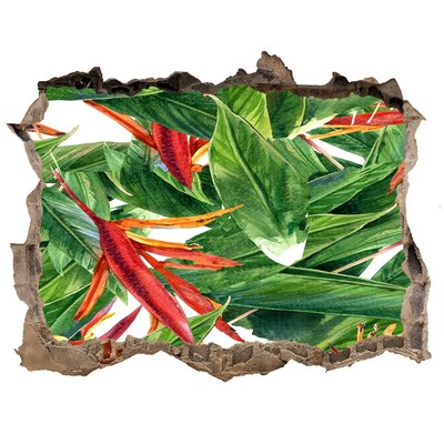 Wandsticker 3D gat met uitzicht Tropisch paradijs achter de muur