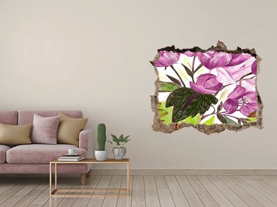 Zelfklevende 3D wandsticker illusie Bloementuin achter de muur