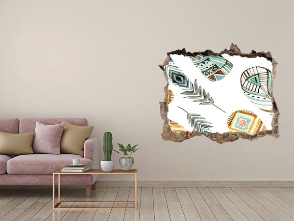 Wandsticker 3D gat met uitzicht Exotische gaten in de muur-ontwerpen