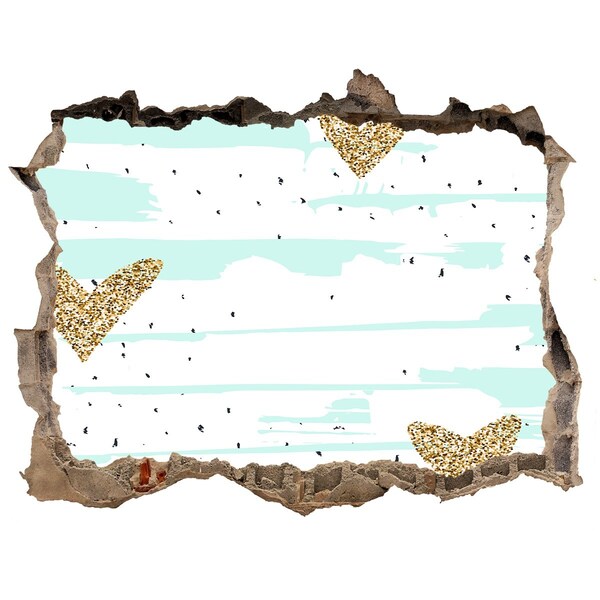 Wandsticker 3D doorkijk Gat in de muur met harten