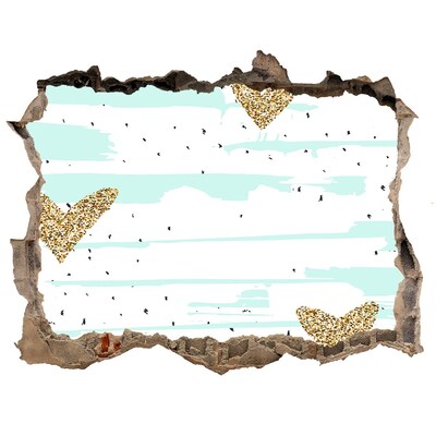 Wandsticker 3D doorkijk Gat in de muur met harten