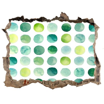 Fototapeta dziura na ścianę Zielone kropki na tle ściany