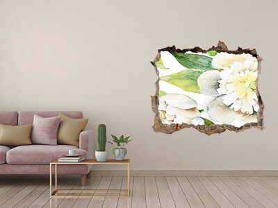 Zelfklevende 3D wandsticker illusie Bloemen in een verwoeste muur