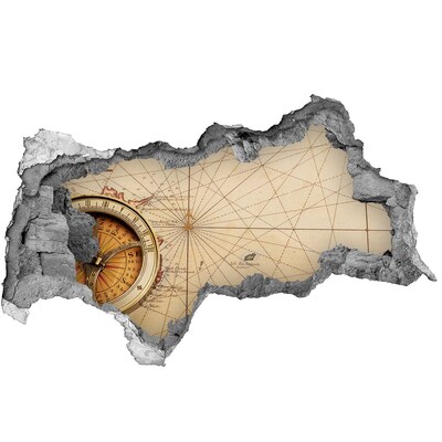 Zelfklevende muursticker 3D gat Oude zeekaart