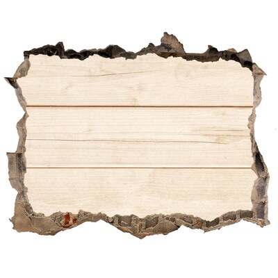 Wandsticker 3D doorkijk Een beschadigde muur met een houten vloer.