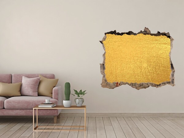 Zelfklevende 3D wandsticker illusie Gouden gat in de muur