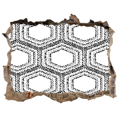 Wandsticker 3D gat met uitzicht Geometrisch patroon op de muur