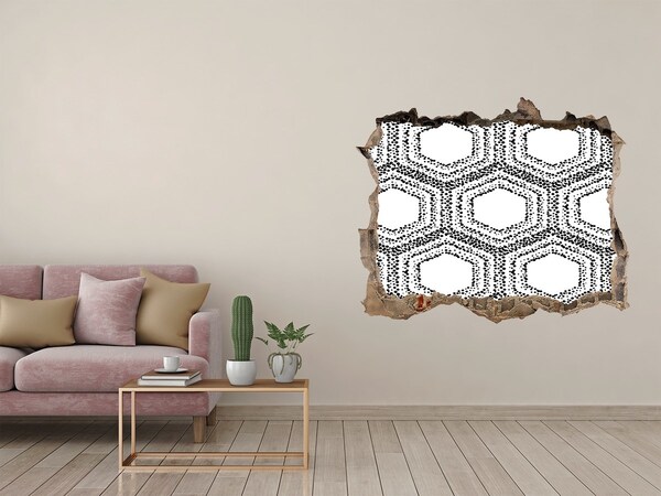 Wandsticker 3D gat met uitzicht Geometrisch patroon op de muur