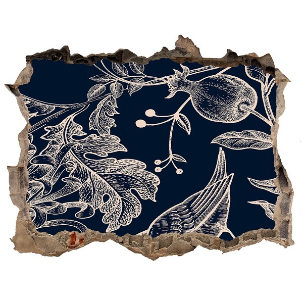 Naklejka 3D dziura na ścianę Ptak na tle roślinności