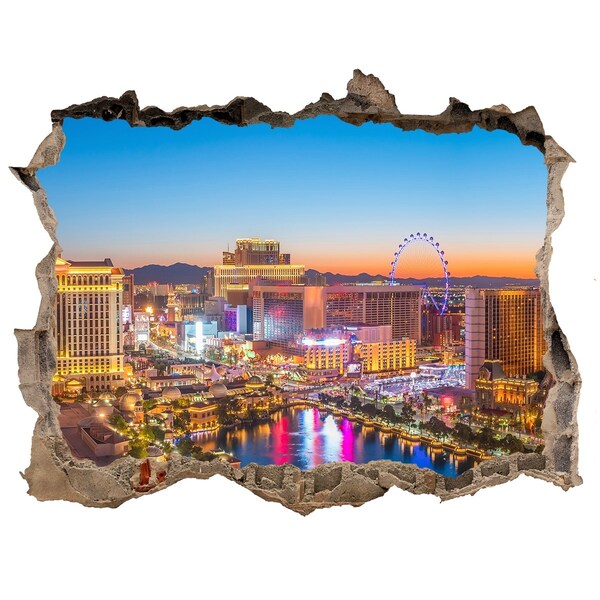 Fototapeta dziura na ścianę 3d Las Vegas nocą