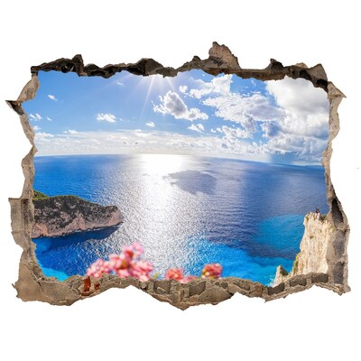 Dziura 3d w ścianie naklejka Widok z urwiska nad morzem