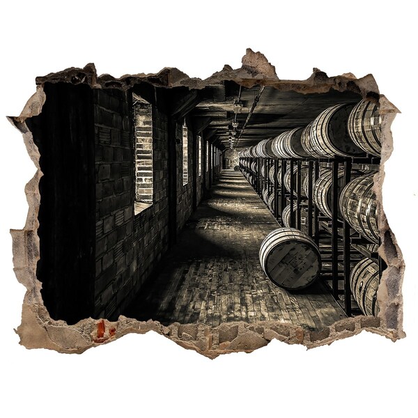 Fototapeta dziura na ścianę 3d Wnętrze piwnicy z beczkami