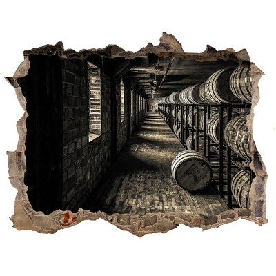 Wandsticker 3D doorkijk Interieur van de vatenkelder