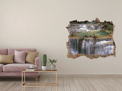 Zelfklevende 3D wandsticker illusie Waterval in de jungle