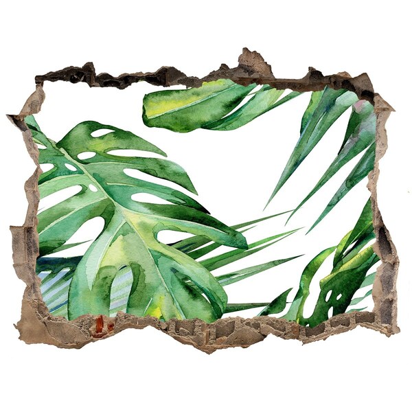 Zelfklevende 3D wandsticker illusie Groene jungle achter de muur