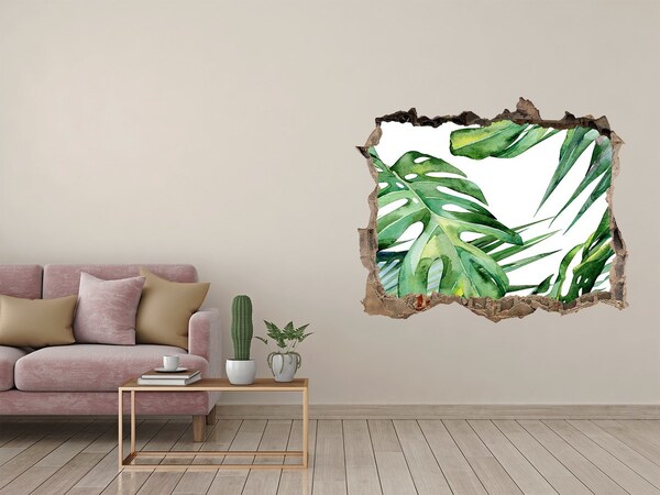 Zelfklevende 3D wandsticker illusie Groene jungle achter de muur