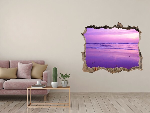 Zelfklevende 3D wandsticker illusie Zonsondergang boven de zee
