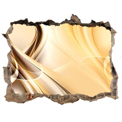 Zelfklevende 3D wandsticker illusie Gouden abstractie in een gat in de muur