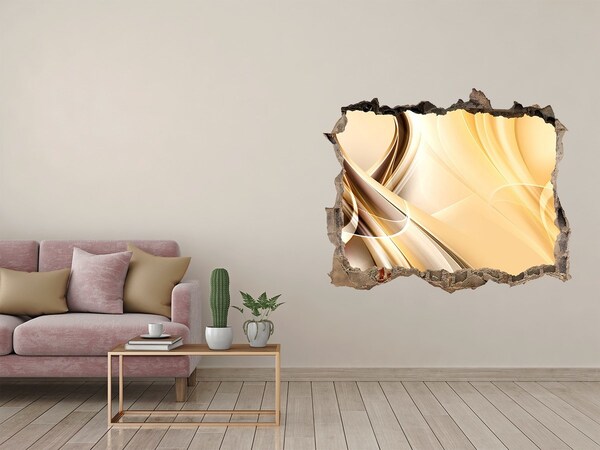 Zelfklevende 3D wandsticker illusie Gouden abstractie in een gat in de muur