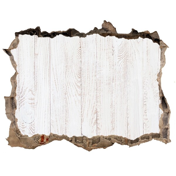 Zelfklevende muursticker 3D gat Een beschadigde muur met een houten afwerking.