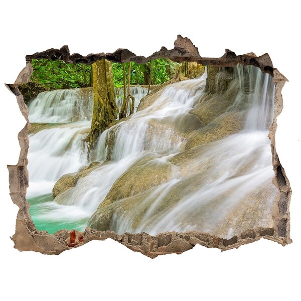 Wandsticker 3D doorkijk Waterval in de jungle