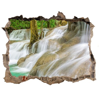 Wandsticker 3D doorkijk Waterval in de jungle