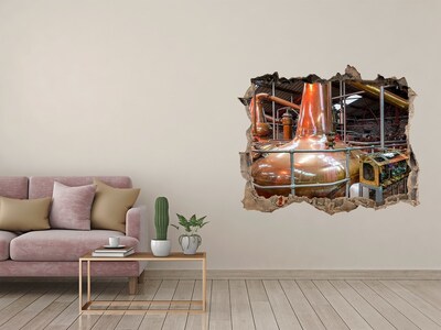 Wandsticker 3D gat met uitzicht Interieur van een whiskystokerij