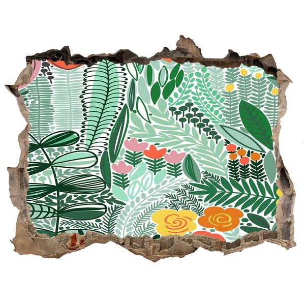 Zelfklevende muursticker 3D gat Bloementuintje in de muur