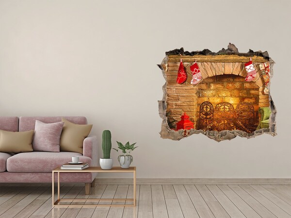 Samoprzylepna naklejka na ścianę Kominek w świątecznym klimacie
