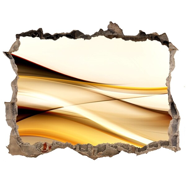 Zelfklevende 3D wandsticker illusie Gouden golven in een gat in de muur