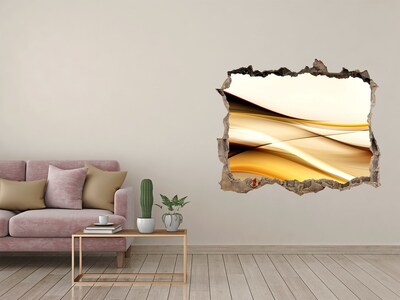 Zelfklevende 3D wandsticker illusie Gouden golven in een gat in de muur