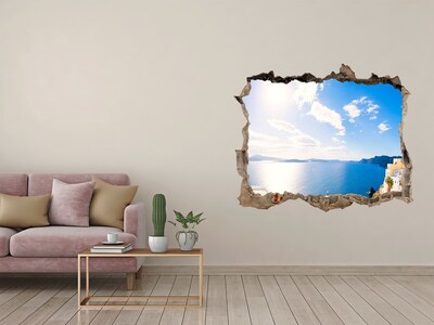 Dziura 3d w ścianie naklejka Widok na morze z Grecji