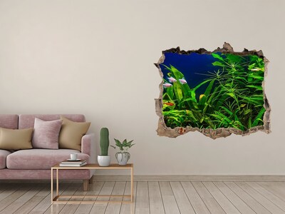 Zelfklevende 3D wandsticker illusie De onderwaterwereld in het aquarium