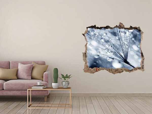 Zelfklevende 3D wandsticker illusie Dauwdruppels op een paardenbloem