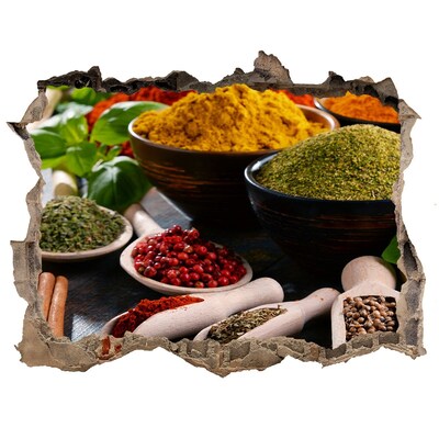 Naklejka dziura na ścianę Kolorowe przyprawy w kuchni