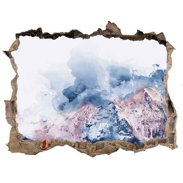 Dziura 3d w ścianie naklejka Górski krajobraz w dziurze w ścianie