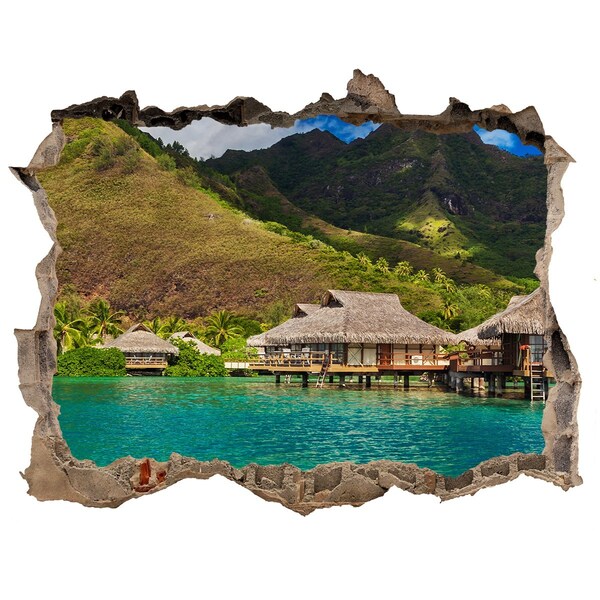 Dziura 3d w ścianie naklejka Tropikalna oaza wśród gór