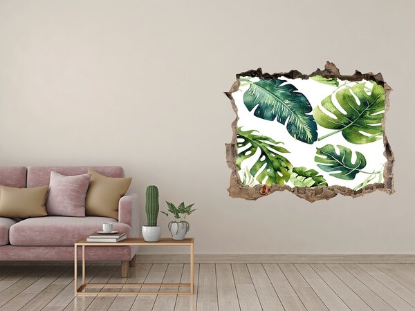 Zelfklevende muursticker 3D gat Tropische jungle achter de muur