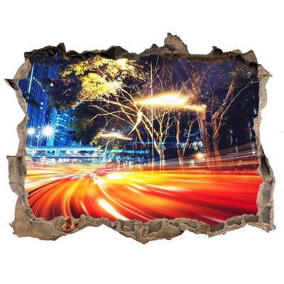Fototapeta dziura na ścianę 3d Miasto w ruchu nocą