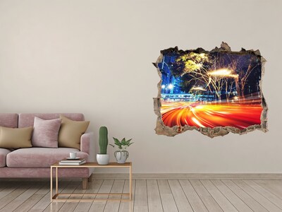 Fototapeta dziura na ścianę 3d Miasto w ruchu nocą