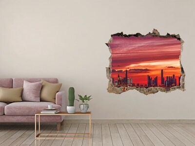 Zelfklevende 3D wandsticker illusie Zonsondergang boven Dubai