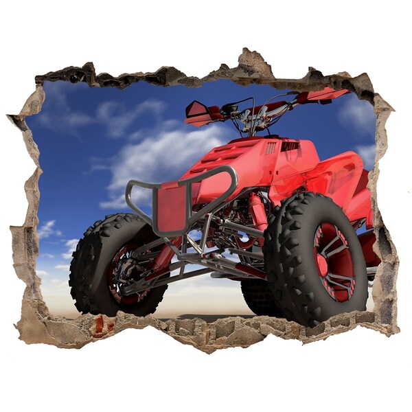 Wandsticker 3D doorkijk Rode quad in een woestijnlandschap