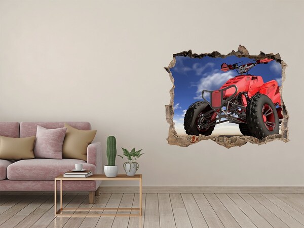 Wandsticker 3D doorkijk Rode quad in een woestijnlandschap
