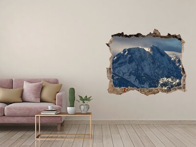 Zelfklevende 3D wandsticker illusie Bergen in winterlandschap