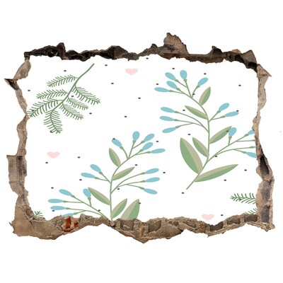 Wandsticker 3D doorkijk Groene tuin in een gat in de muur