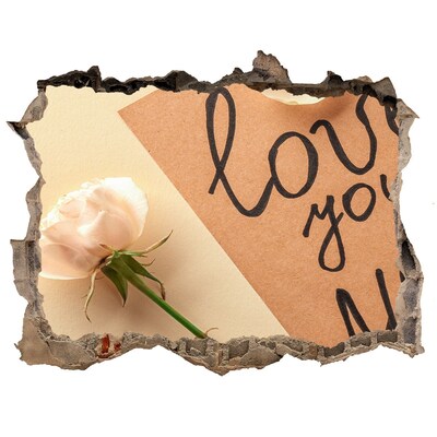 Wandsticker 3D gat met uitzicht Een bloem in het hart van de muur