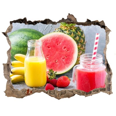 Zelfklevende 3D wandsticker illusie Fruitig cocktailparadijs